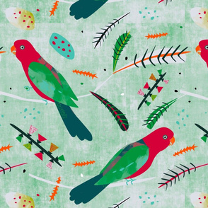 King Parrot fabric pale linen green