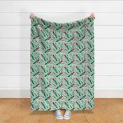 King Parrot fabric pale linen green small