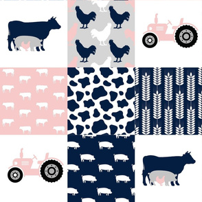 FARM4 | Tractor Cow Pig Farm | Patchwork Wholecloth Quilt