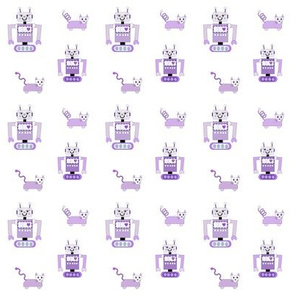 Robot Cats (Purple on White Background)