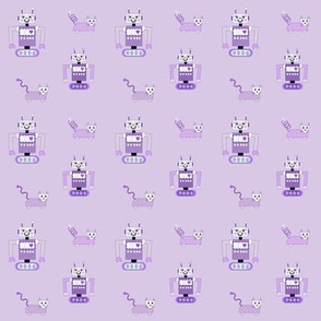 Robot Cats (Purple on Light Purple Background)