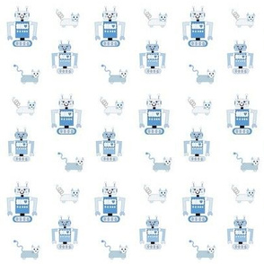 Robot Cats (Blue on White Background)