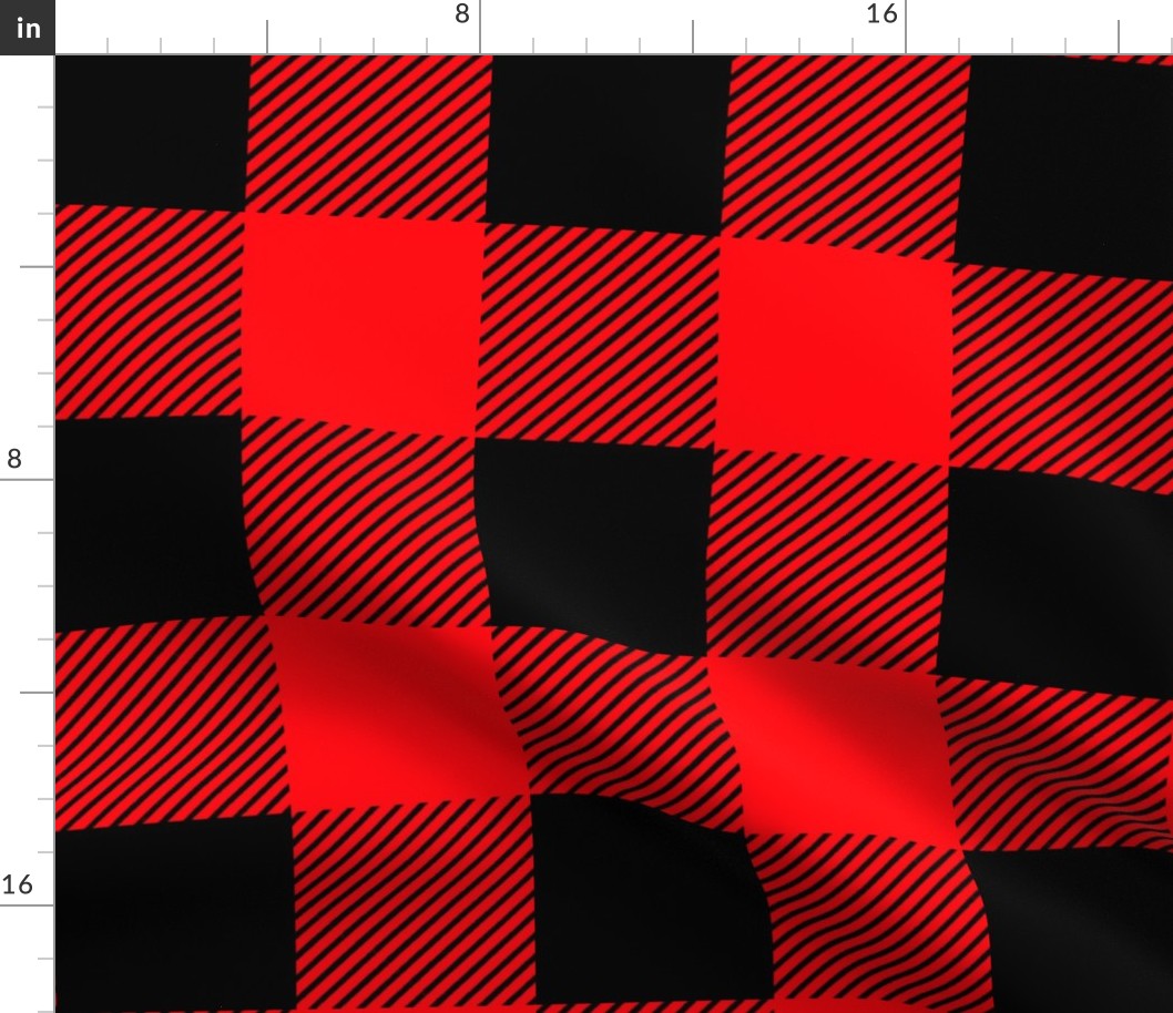 Buffalo Plaid, Red and Black - Large scale