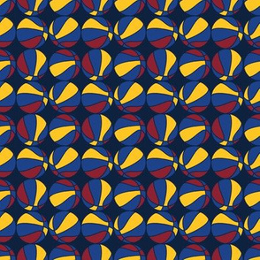 Basketballs Stacked Blue Yellow Red