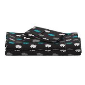 Horse Heads - teal, black, grey