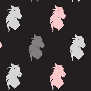 Horse heads - pink, black, grey