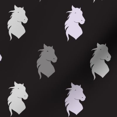 Horse heads - lilac, black, grey