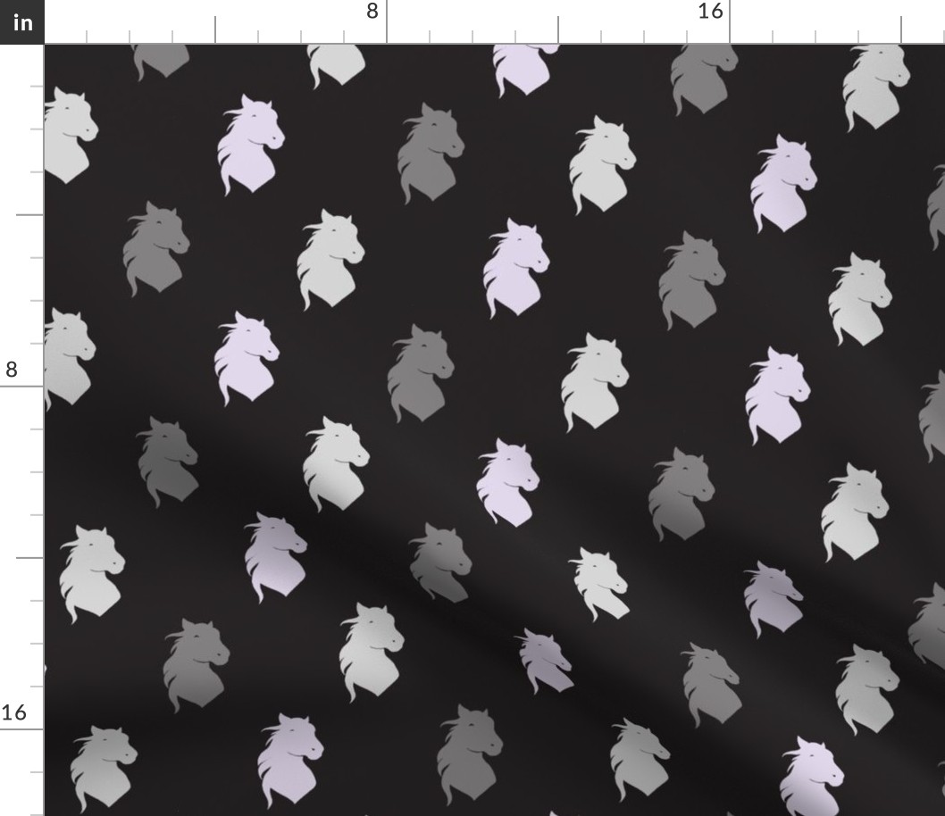 Horse heads - lilac, black, grey