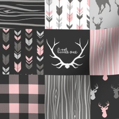 3” Custom Patchwork Deer - pink, black with plaid