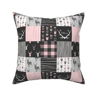 3” Custom Patchwork Deer - pink, black with plaid