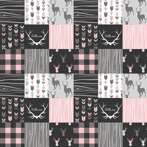 3” Custom Patchwork Deer - pink, black with plaid