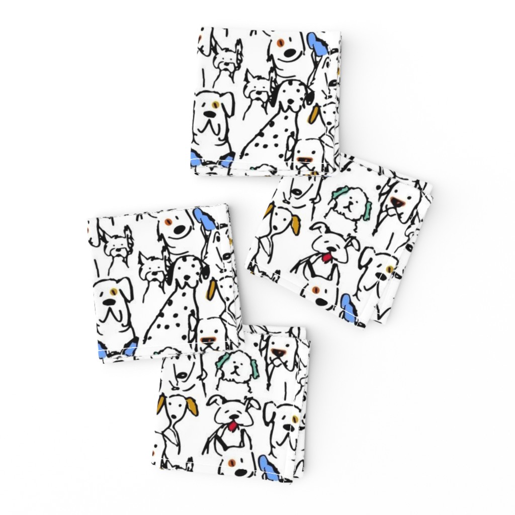 Color Pop Doodle Dogs - 4 inch x 8 inch  Repeat Black Outline