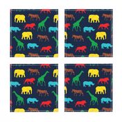 safari animals - rainbow 4 on navy - C19BS