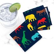 safari animals - rainbow 4 on navy - C19BS