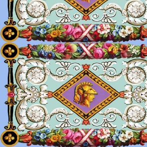 baroque rococo flowers floral border Greek Roman gladiator warrior soldier spartan helmet side profile cameo Athena goddess filigree flowers floral  fruits colorful rainbow ornate peaches roses white pink blue orange  Victorian   inspired   ins