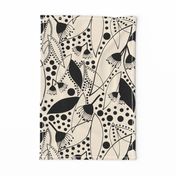 Shirley's Australiana Quilt - black on beige, X-Large