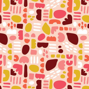 Cute Organic Shapes Collage Golden Yellow Pink White
