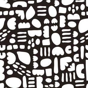 Organic Shapes Collage Black White