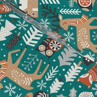 Scandinavian Christmas / Green / Large Scale