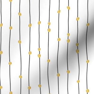 Metallic Golden Dots On Black Stripes