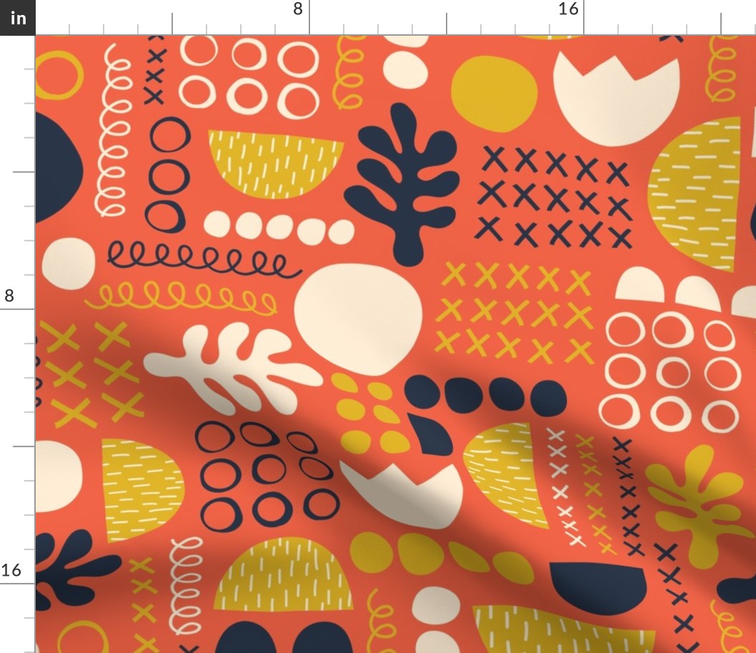 Papercut Organic Shapes Collage Orange