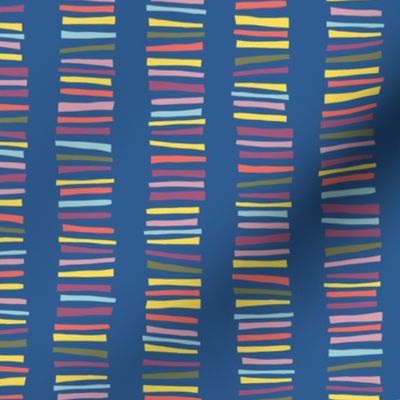 Vertical Papercut Stripes Blue