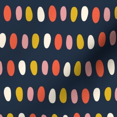 Spots Yellow Red Pink White On Blue