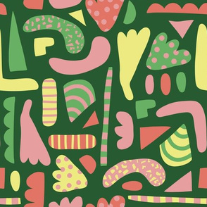 Green Pink Yellow Organic Shapes Collage