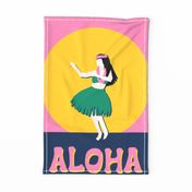 Aloha Hawaiian Hula Dancer Tea Towel