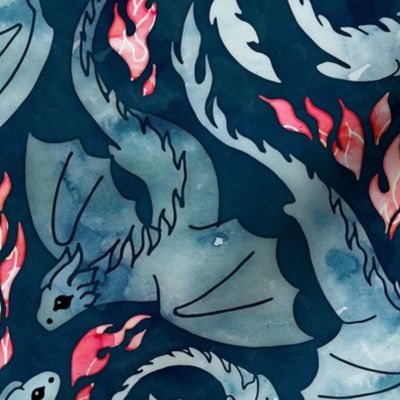 Dragon fire dark blue