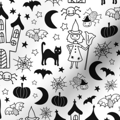 Halloween Night Black On White
