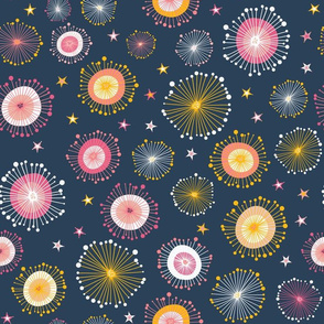 Fantasy flowers, dots, and stars