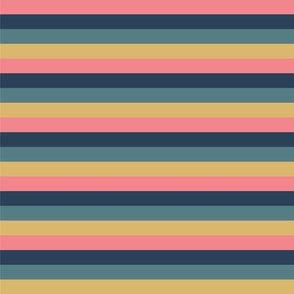 Blue Pink Gold Horizontal Stripes