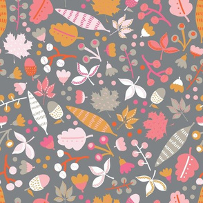 Golden and Pink Autumn Leaves