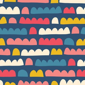 Blue Pink White Yellow Doodle Shapes