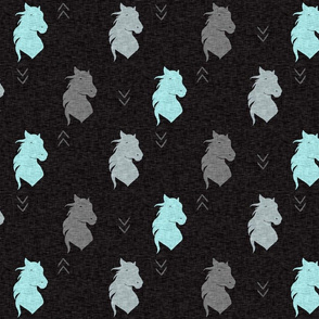 Textured Horse Heads - Teal