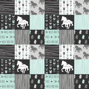 3” Horse Patchwork - mint, black, grey