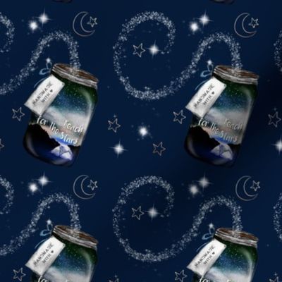 Camping Jar Reach for the Stars - NAVY - Mason Jar with Stars MED