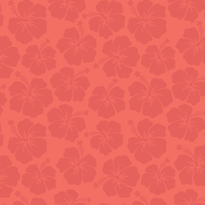 Hibiscus Florals Coral Red