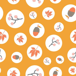 Polka Dots Fall Leaves Orange