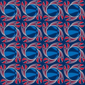 Basketball Swirl in Navy Blue Red Gray 