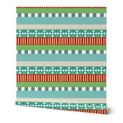 Mexican Blanket Pattern - Green Blue Red