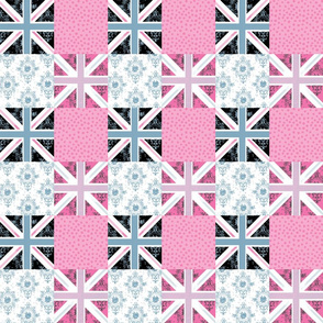 Cute Union Jack cheater quilt pink small by Mount Vic and Me