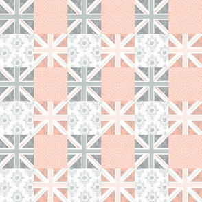 Cute Union Jack warm tone cheater quilt apricot small by Mount Vic and Me