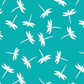 Dragonflies of White on Teal