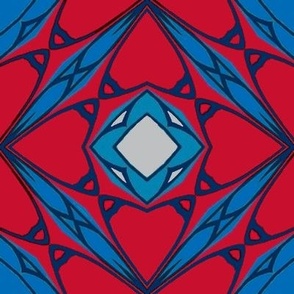 Diamond Center Repeating Pattern Red Navy Blue Gray