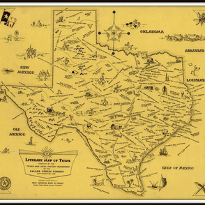 Texas Literary Map - vintage, small