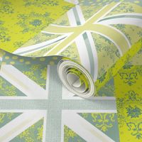 Cute Union Jack citrus green small cheater quilt by Mount Vic and Me