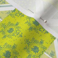 Cute Union Jack citrus green small cheater quilt by Mount Vic and Me