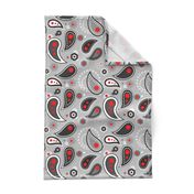 Paisley Punch #2 - red on grey - large